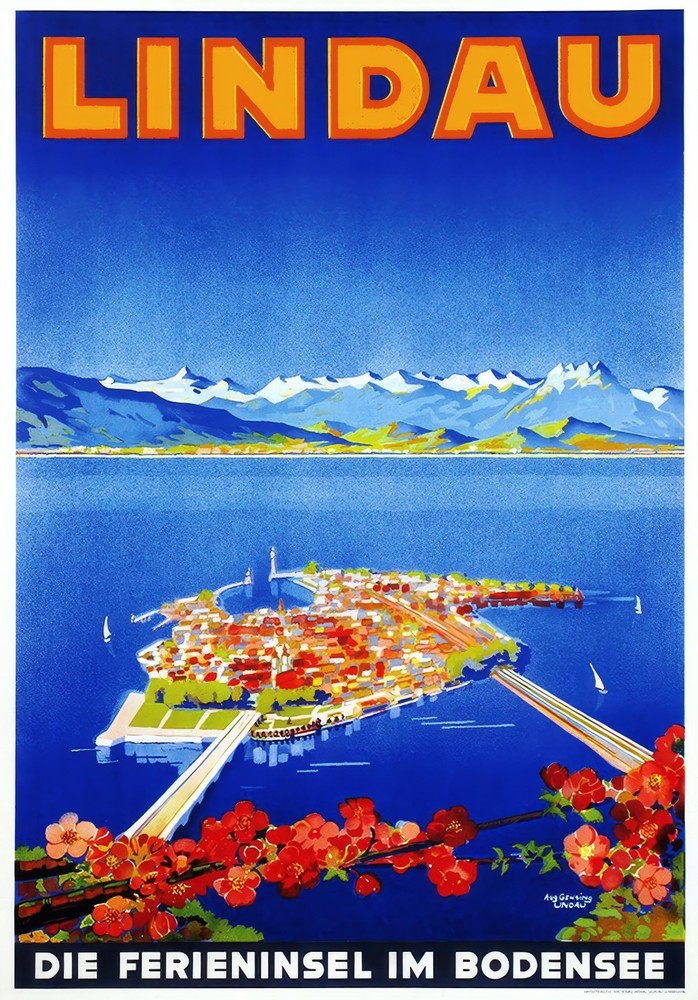 Lindau Germany Vintage Retro Travel Poster Print Wall Art