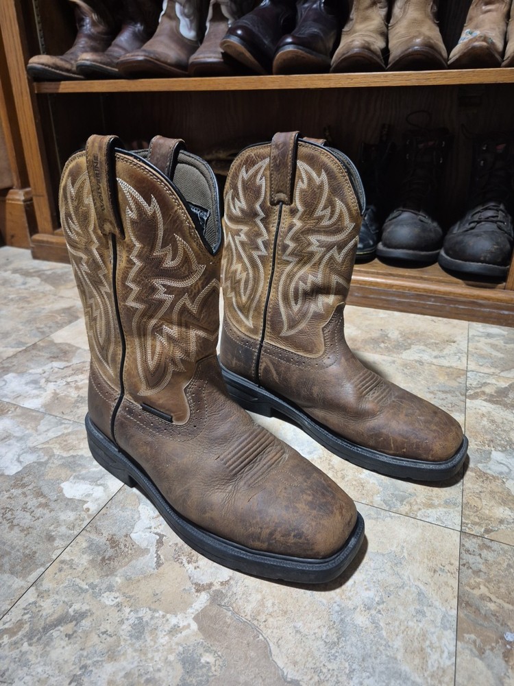 Wolverine Rancher Brown Leather Steel-Toe Work Boots Size 9EW Gently Worn