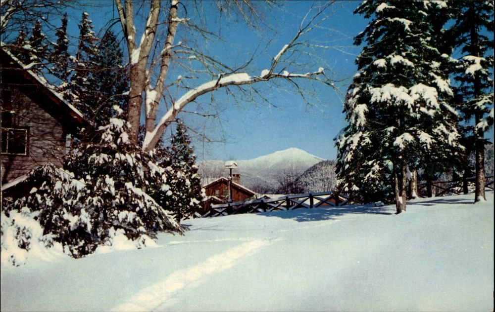 New York Lake Placid Adirondack Mountains Whiteface snow ~ postcard  sku101