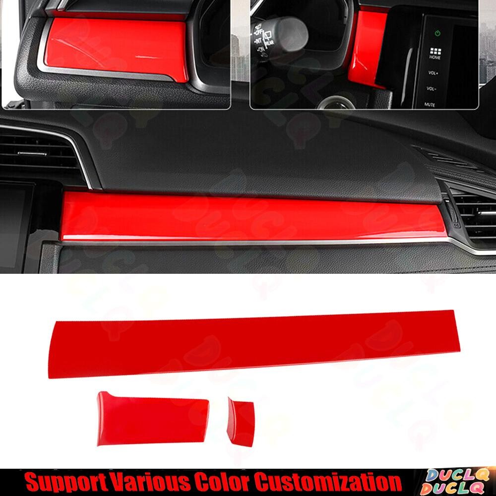 For Honda Civic 10th 2016-2021 Bright Red Center Console Dashboard Panel Strip