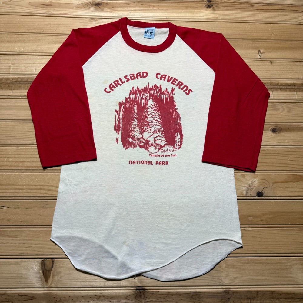 Vintage 80s Carlsbad Caverns National Park Temple of the Sun Raglan Shirt Small