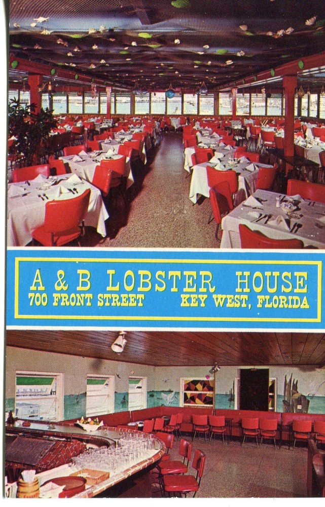 ca 1960s Chrome Postcard - A & B Lobster House - Key West FL - Multi-view - VG