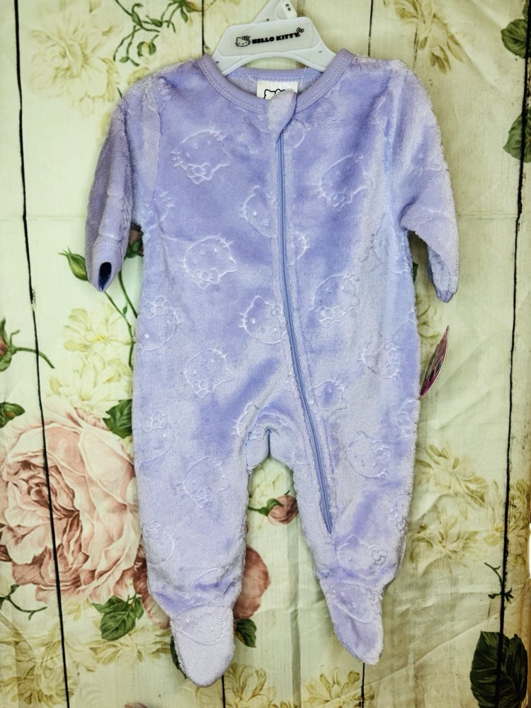 Hello Kitty Baby Clothes Long Sleeve Fuzzy Footie Purple Newborn New with Tags