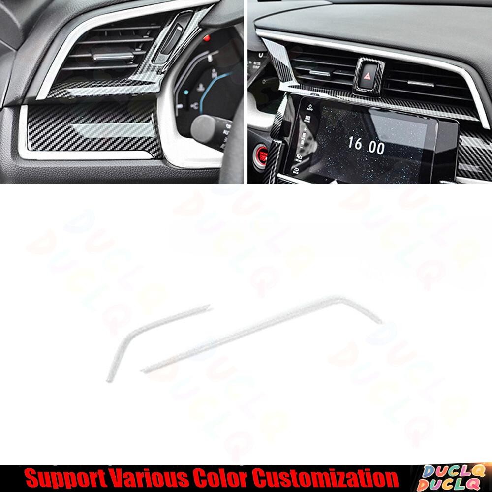 For Honda Civic 2016-21 Bright White Middle Console Air Outlet Vent Frame 2PCS
