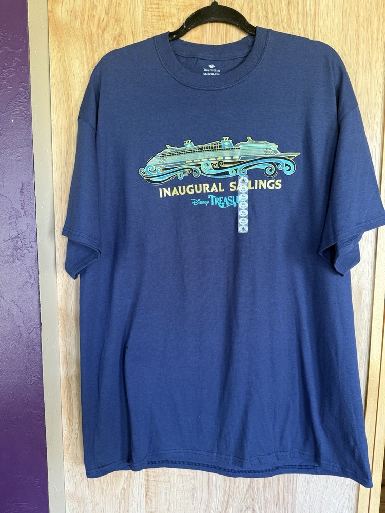 Disney Cruise Line Treasure Ship Navy Inaugural Sailings T-Shirt XL NWT