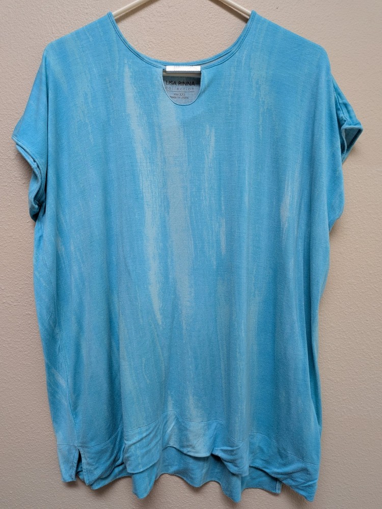 Lisa Rinna Collection Tunic Top Womens XXS Jersey Knit Keyhole Neck Cap Sleeve