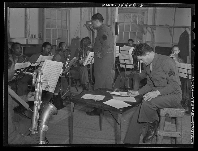 Photo:Fort Belvoir Virginia Sgt Bianco 1943 Army Band Radio Show Rehearsal