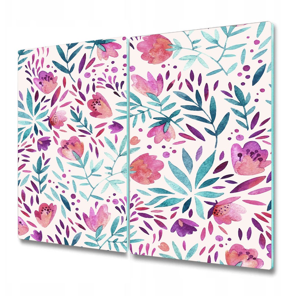 Glass Kitchen Chopping Board Worktop Saver Purple vintage flowers Floral 2x30x52