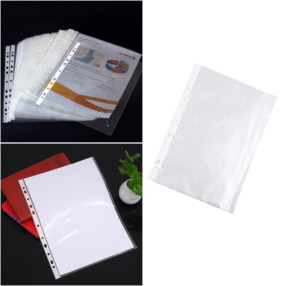 100pcs  acid free sheet protectors A4 Transparent 11 Hole Paper Cover Loose Leaf-image