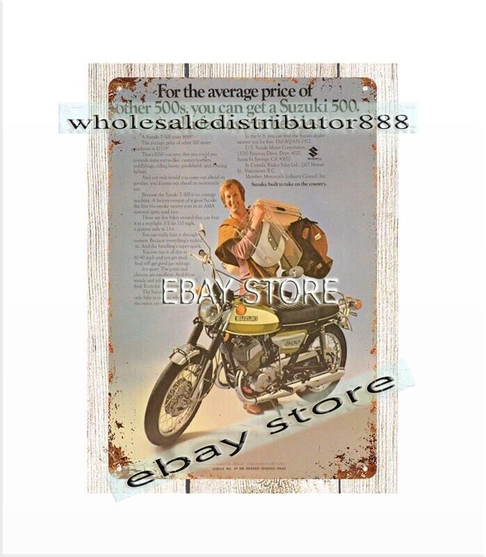 1972 500 Motorcycle Retro Metal Tin Sign Vintage Biker Wall Decor