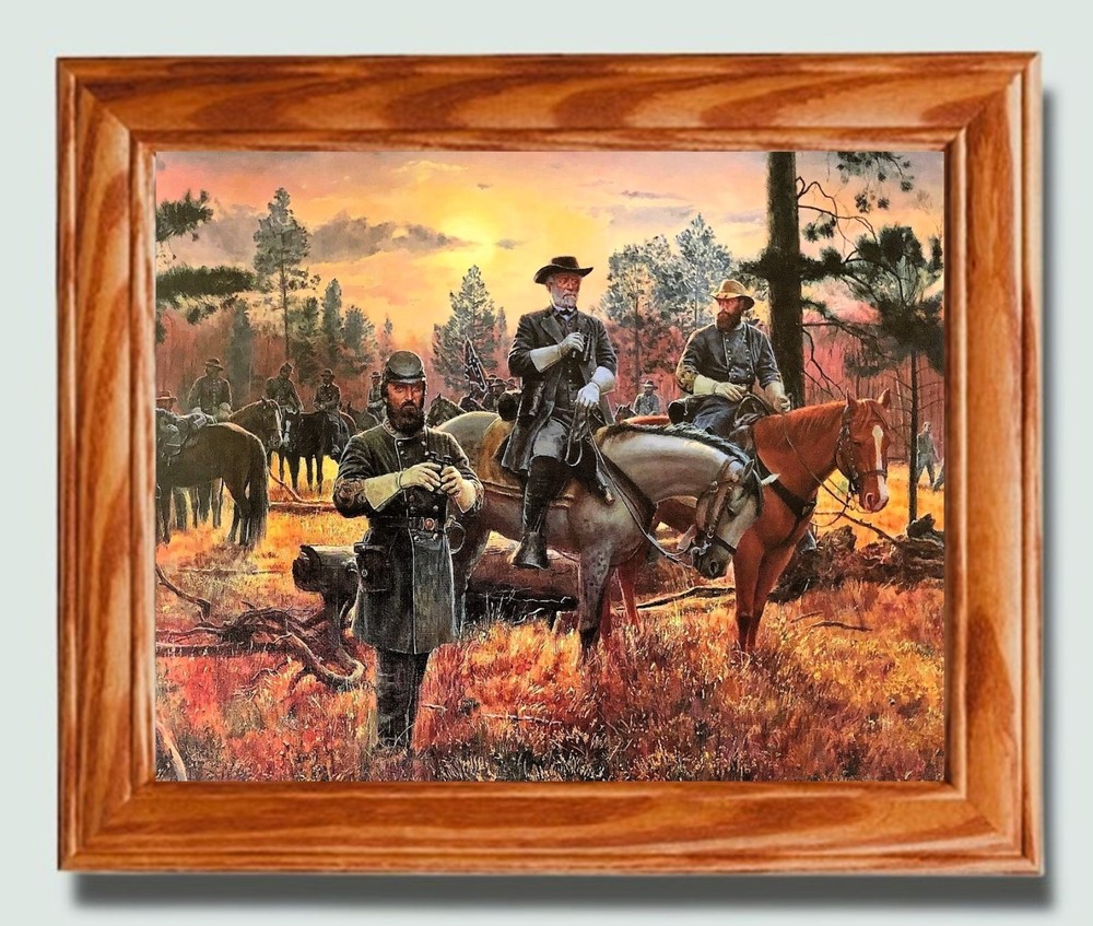 Civil War Art Print. Robert E Lee, Stonewall Jackson, James Longstreet at SUNSET