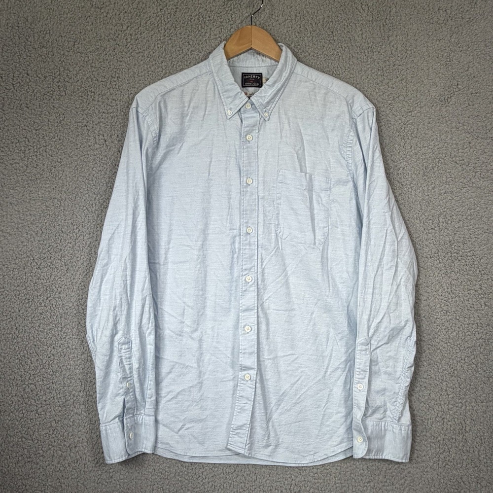 Faherty Shirt Mens XL Blue Long Sleeve Supima Oxford Button Down