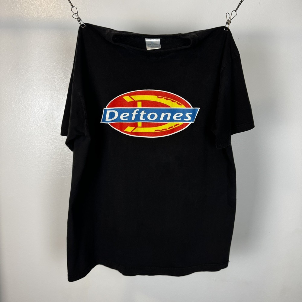 VINTAGE DEFTONES T SHIRT Size XL DICKIES 90S EURO Black Nu Metal W/BackHit