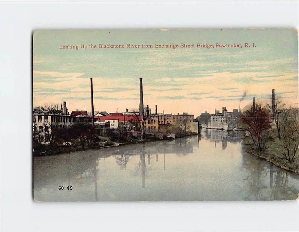 Postcard Looking Up the Blackstone River Pawtucket Rhode Island USA