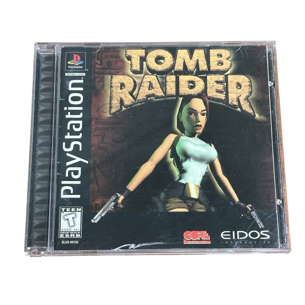 Tomb Raider Sony PlayStation 1 1996 Eidos Complete Black Label Tested PS1