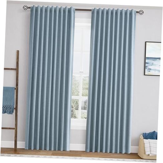 Linen Blackout Curtains for Bedroom 84 Inch Length 52