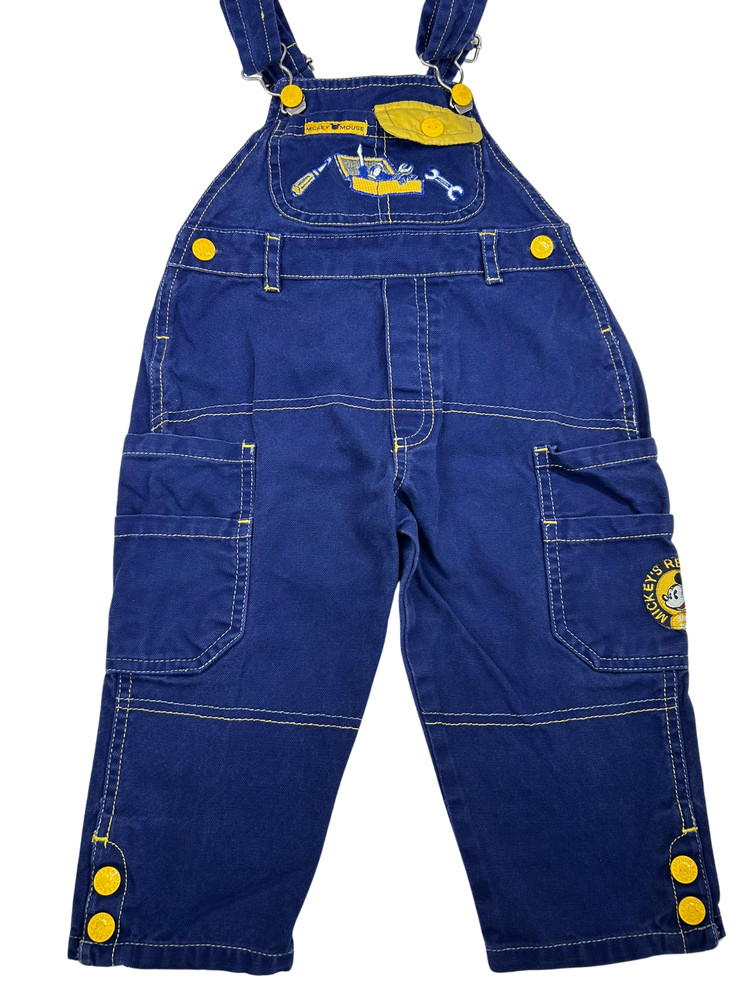 Disney Baby Mickey Mouse Repair Shop Blue Embroidered Overalls 2T