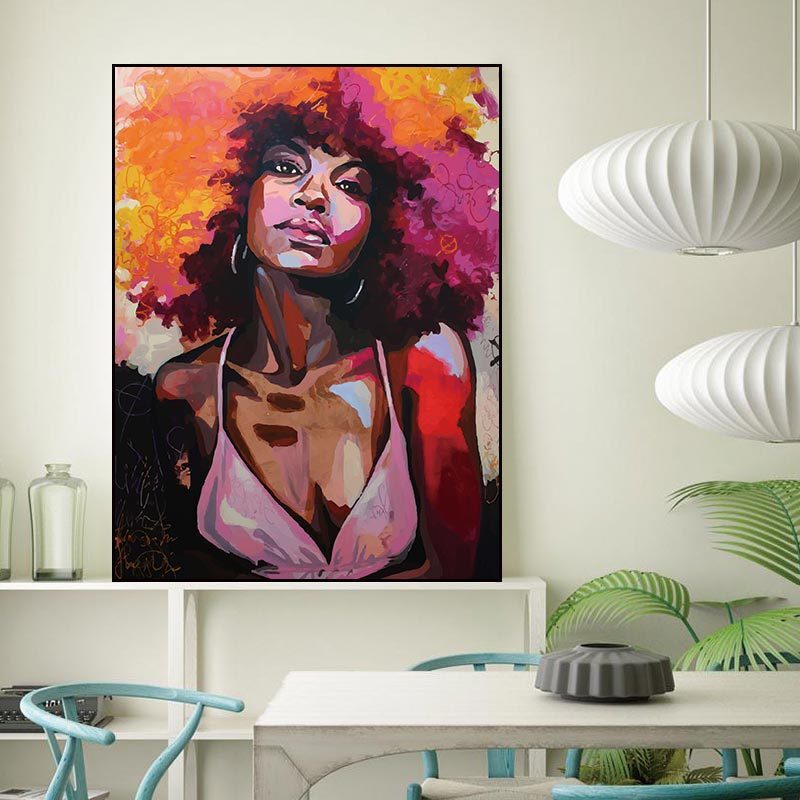 Abstract Colorful Portrait Women Painting on Canvas Wall Art Posters Home Decor