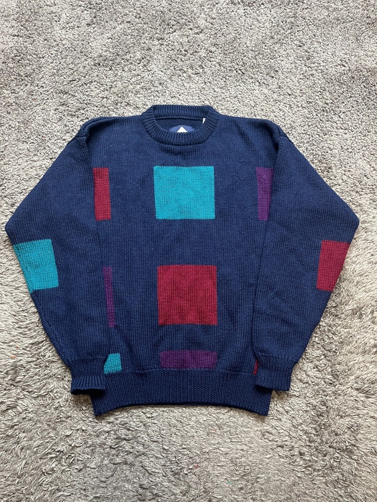 Vintage London Fog Blue Wool Knit Pullover for Men in Large Size