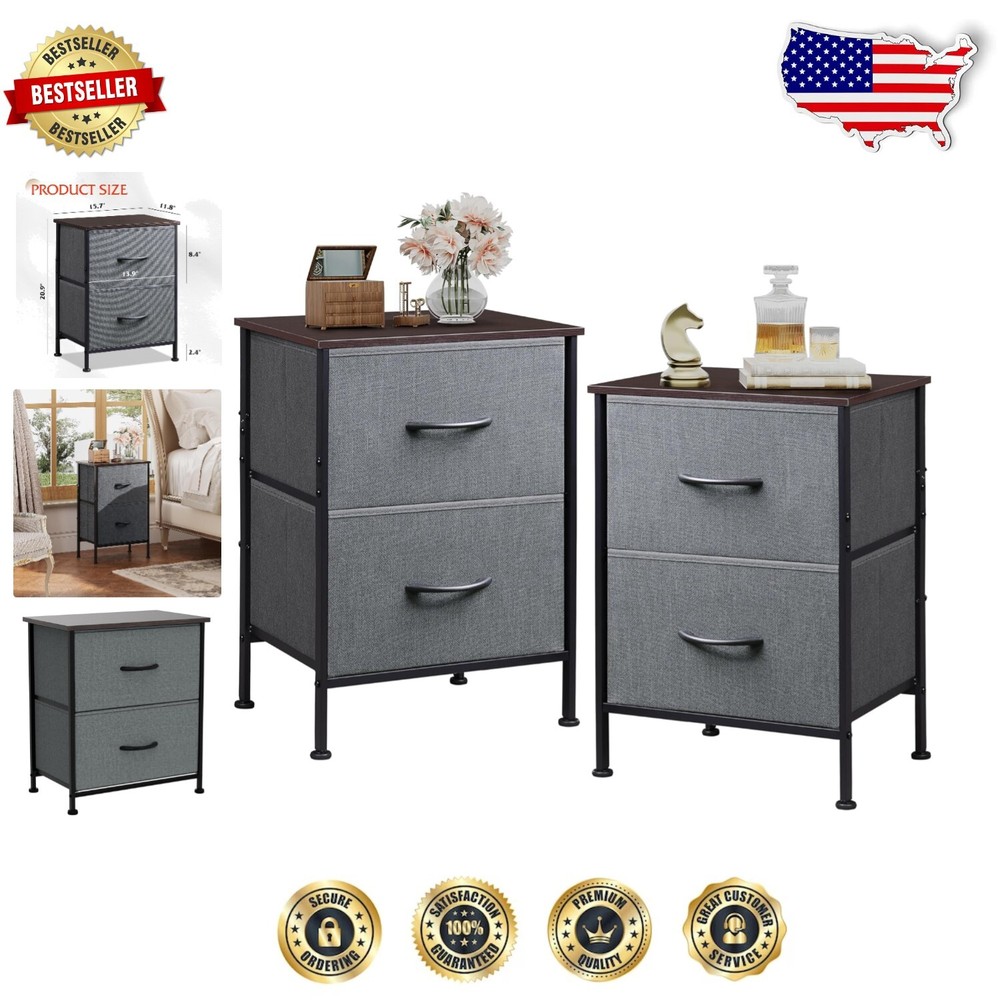 Multi-Purpose 2 Drawer Nightstand and Dresser Set for Effortless Organization