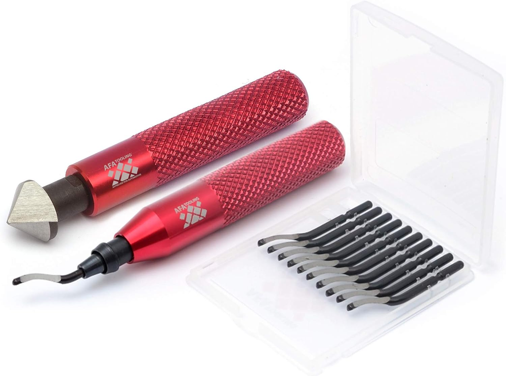 AFA Tooling Deburring Tool with 10 High-Speed Steel Rotary Burr Removal Blades