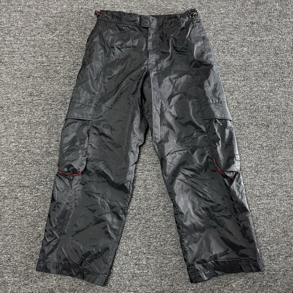 Vintage Y2K Nike Baggy Black Nylon Cargo Lined Track Pants - Size M