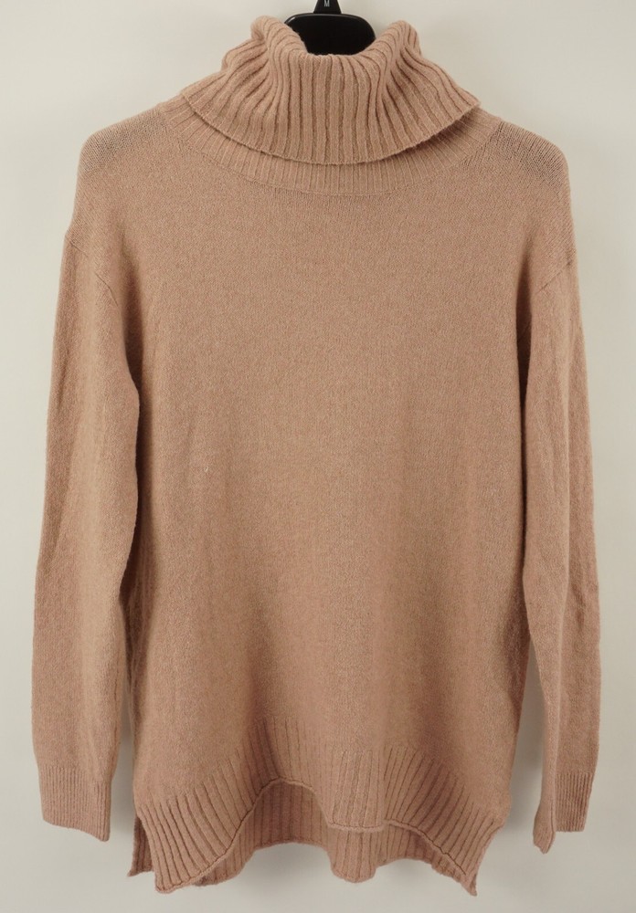 New BP Cozy Knit Longline Turtleneck Sweater Women's Size M Pink Pullover Slit