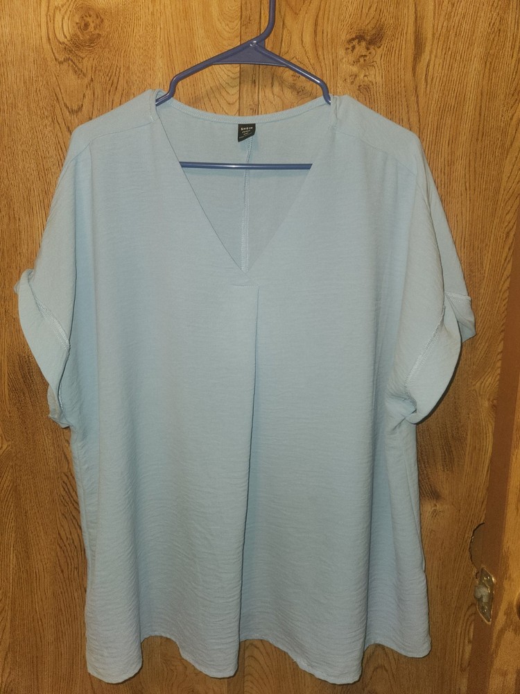 SHEIN CURVE Size 1X Womens Pull Over Mint Color Blouse  With Short Sleeves