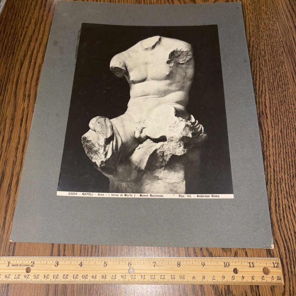 Vintage Torso of Ares Mounted Greek Sculpture Photo Naples National Museum