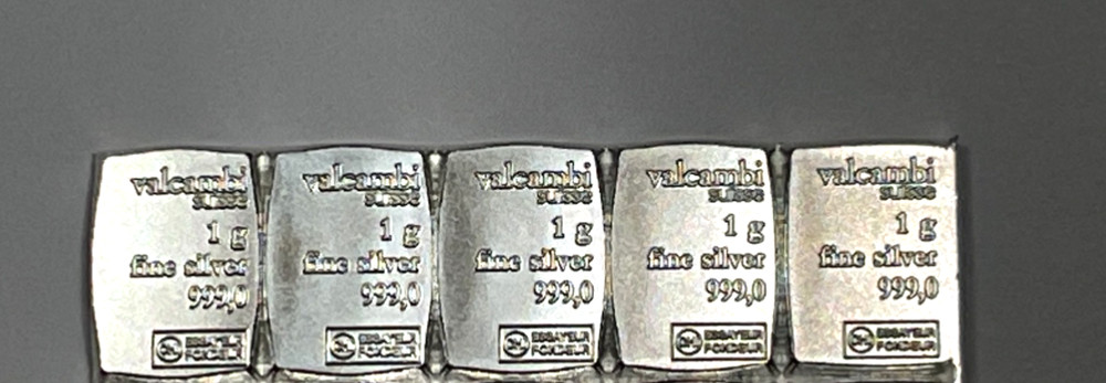 Valcambi 1 Gram .999 Pure Silver Bar X 5 Combibar