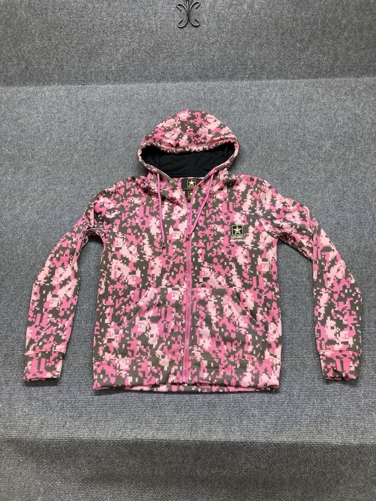 U.S Army Digital Camo Hoodie Women’s Size Small Pink Camo Long Sleeve Full Zip