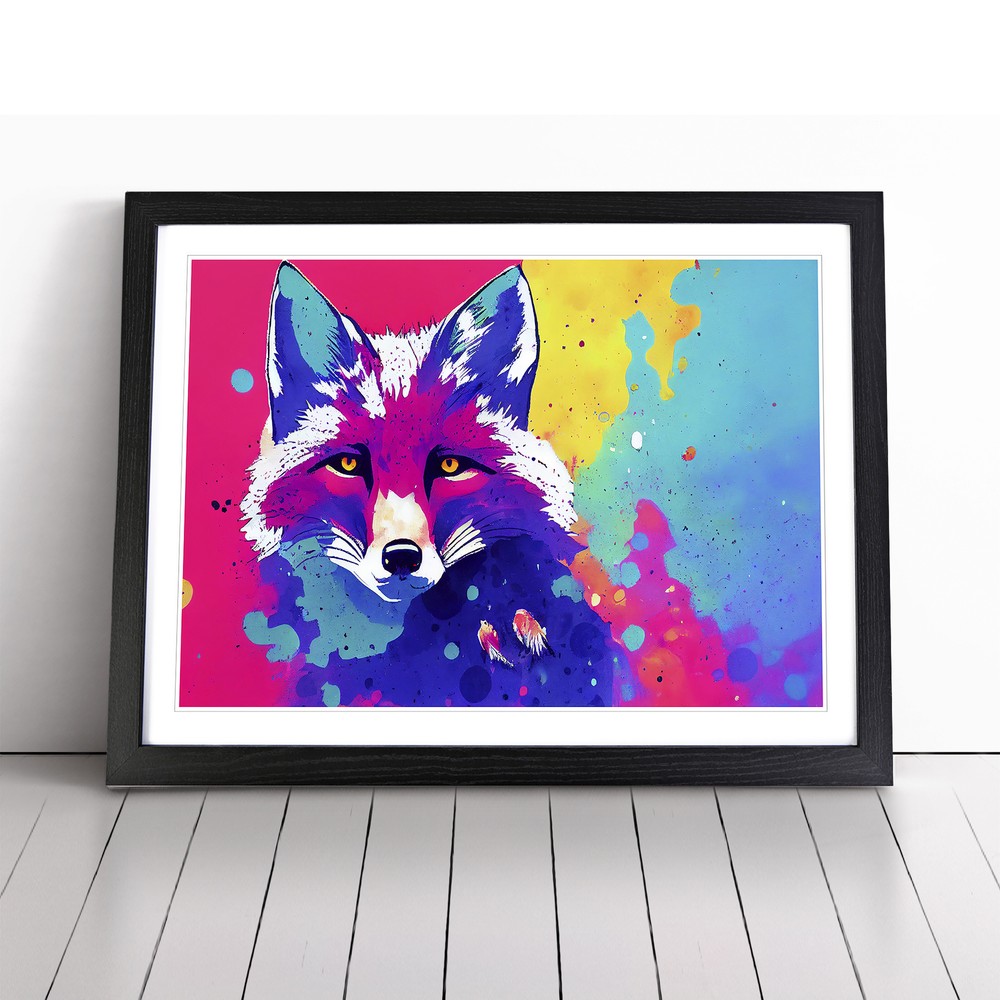 Fox Paint Splatter Vol.2 Abstract Wall Art Print Framed Canvas Picture Poster