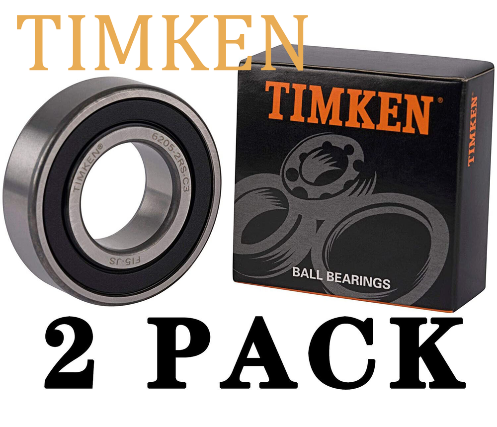 2 PACK 6205-2RS C3 TIMKEN 25X52X15MM Clearance Double Rubber Seal Bearing