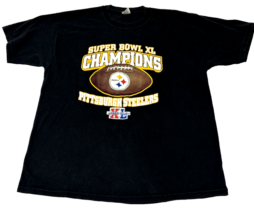 Vintage 2006 Pittsburgh Steelers Super Bowl 40 Champions NFL T-Shirt Mens XL