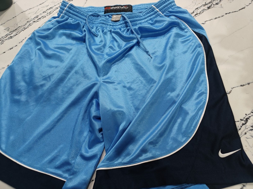 Rare Vintage Nike Basketball Dazzle Shorts Silky Shiny Blue Size XXL Drawstring