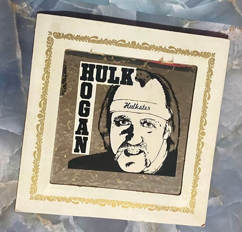 Vintage Hulk Hogan Hulkster Carnival Prize Glass Mirror Cardboard Frame Plaque