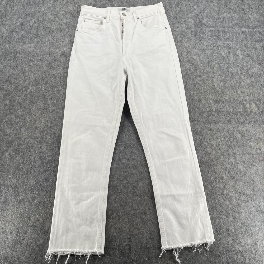 Agolde Riley Jeans Womens Size 27 White Hi Rise Straight Crop