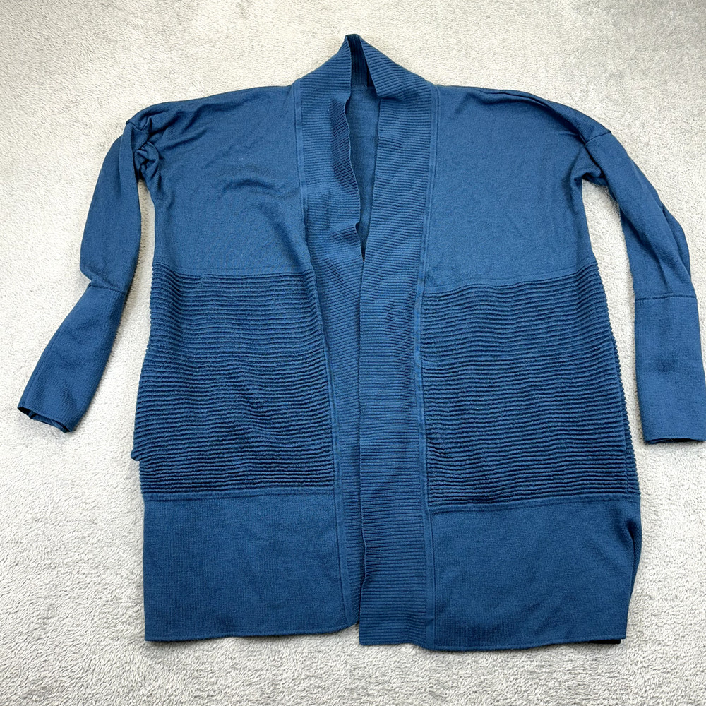 Lululemon Cardigan Sweater Womens Size 4 Blue Merino Wool Sit In Lotus Wrap II