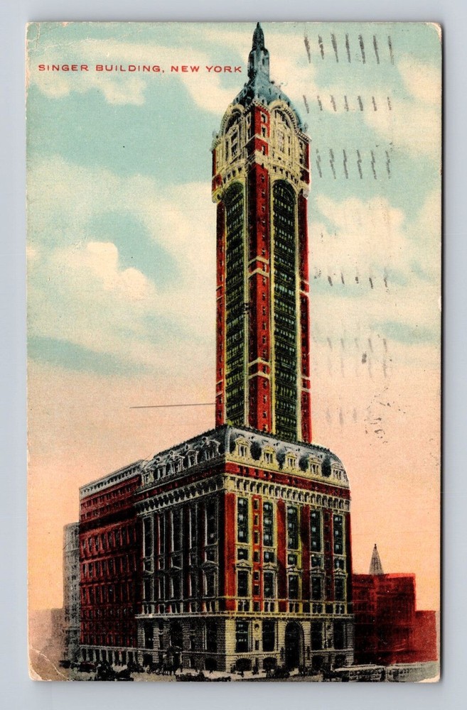 New York City NY, Singer Building, Advertisement, Antique Vintage c1911 Postcard
