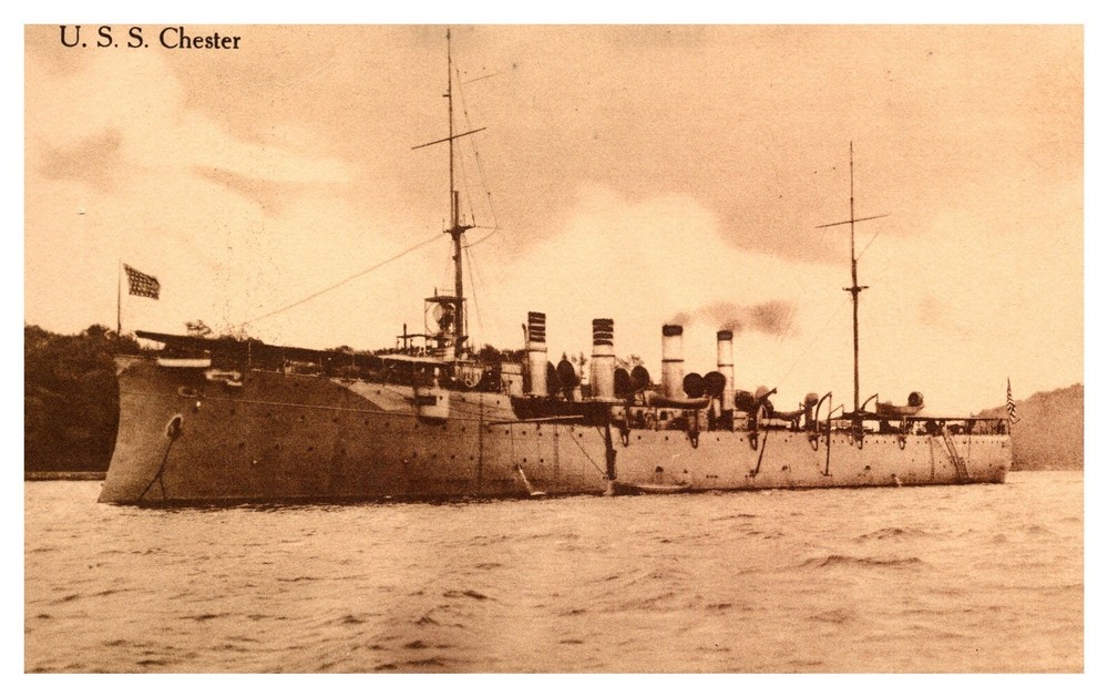 USS Chester Navy WWI Scout Cruiser C1907-30 Sepia Postcard AE18