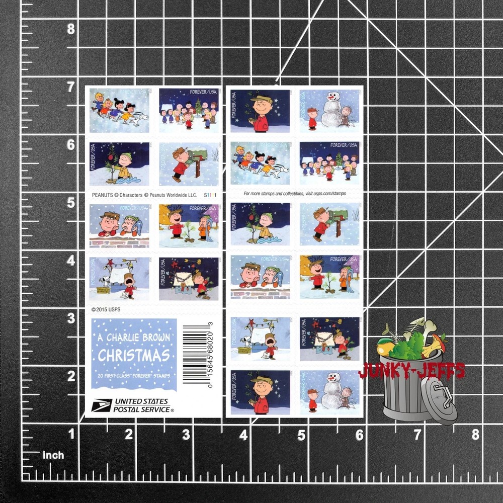 2015 Usps Sheet Of 100 First Class Letter Stamps A Charlie Brown Christmas 78¢