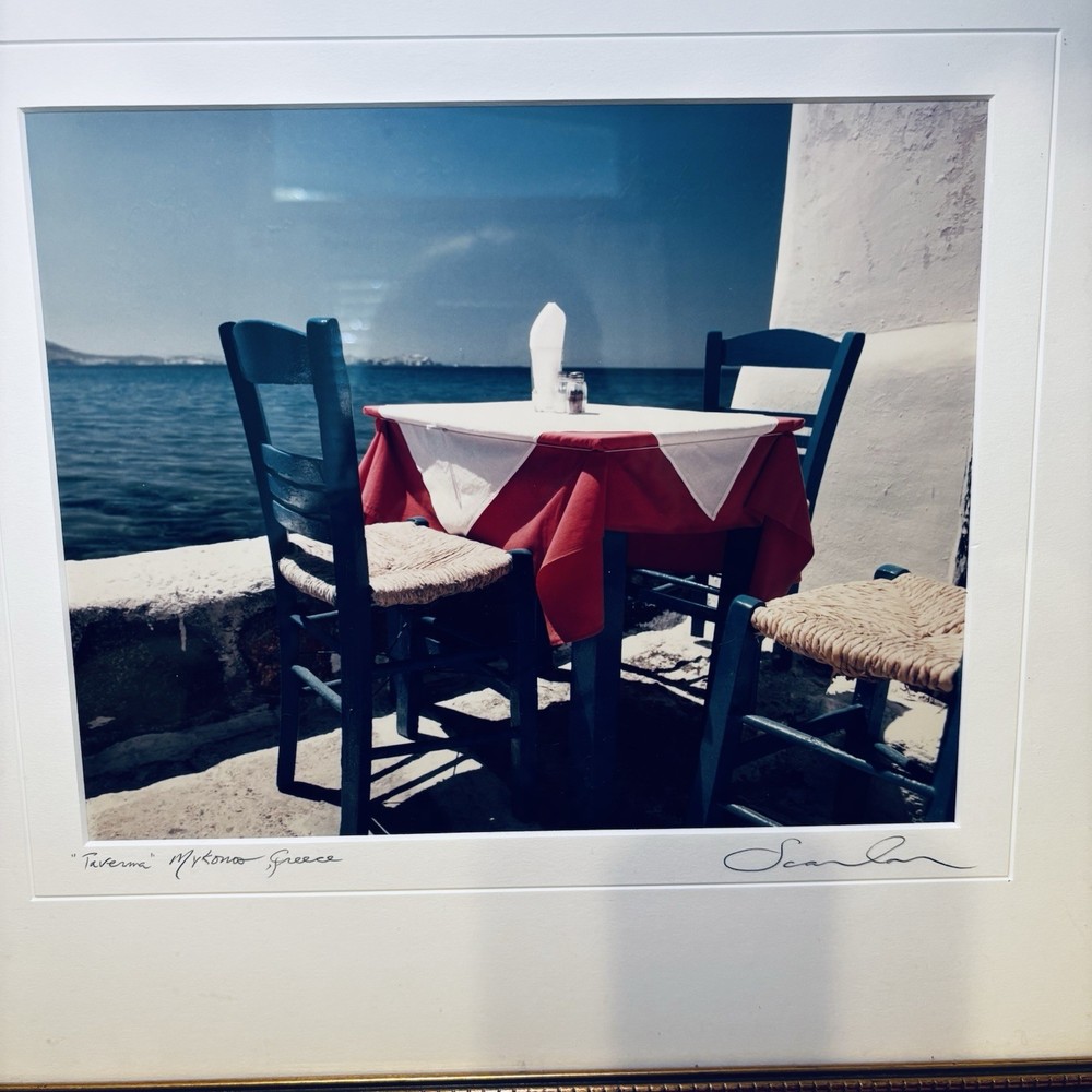 John Scanlan Fine Art Photo Signed “Taverna “ Mykonos Greece - 18x16 Framed Size