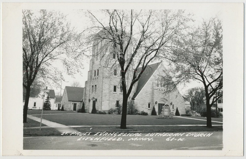 St. Paul's Evangelical Lutheran Church, Litchfield, Minnesota RPPC