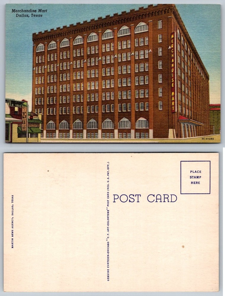 Merchandise Mart Dallas Texas Vintage Linen Postcard Curteich Art-Colortone
