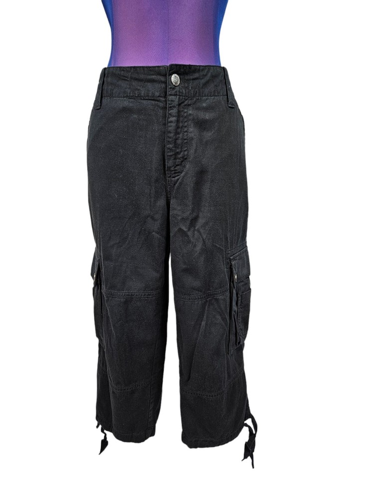 Ralph Lauren Y2K Black Cotton Cropped Cargo Pants Size 8 Women's Q42