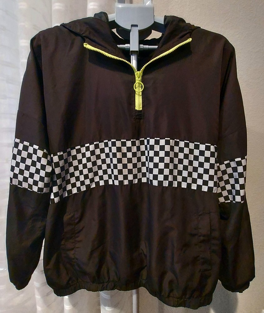Justify Warm Up Jacket Windbreaker Adult Size XL Checker & Neon Green