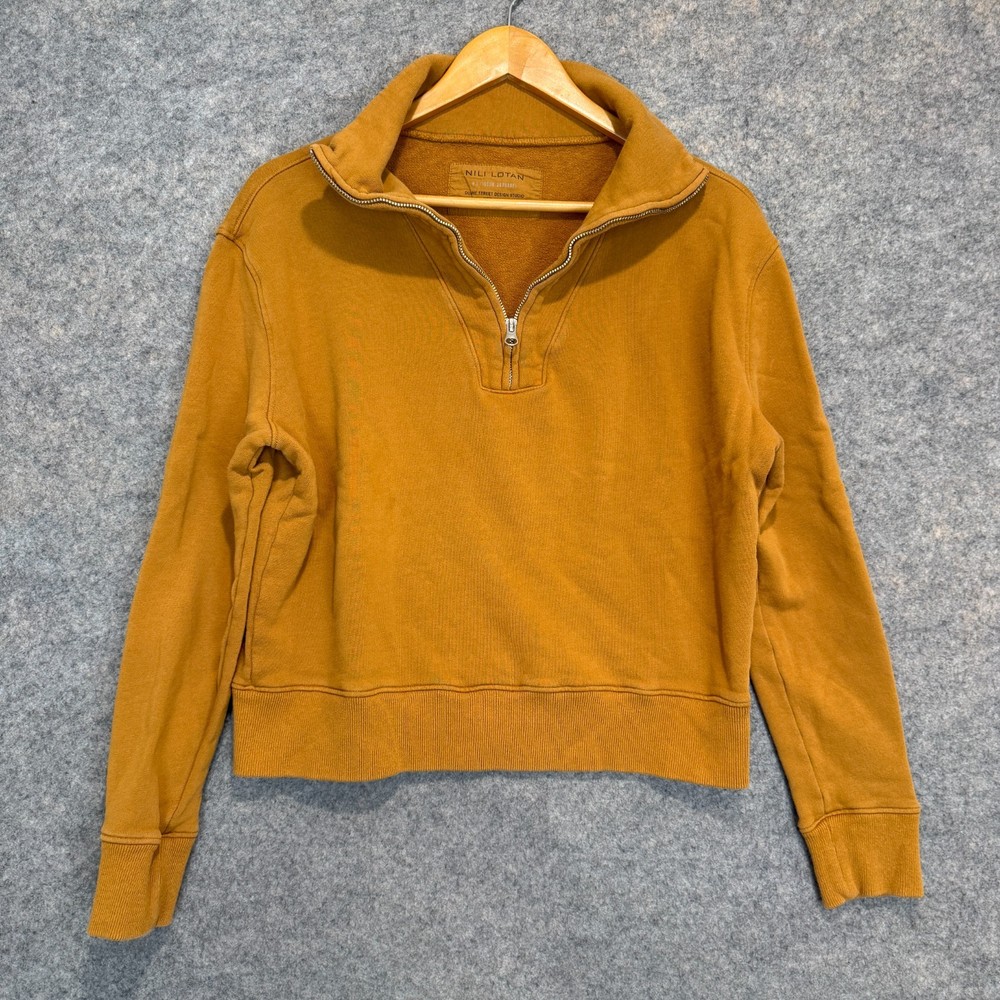 Nili Lotan Bentley Quarter Zip Sweatshirt Womens Small French Terry Mock 2609988