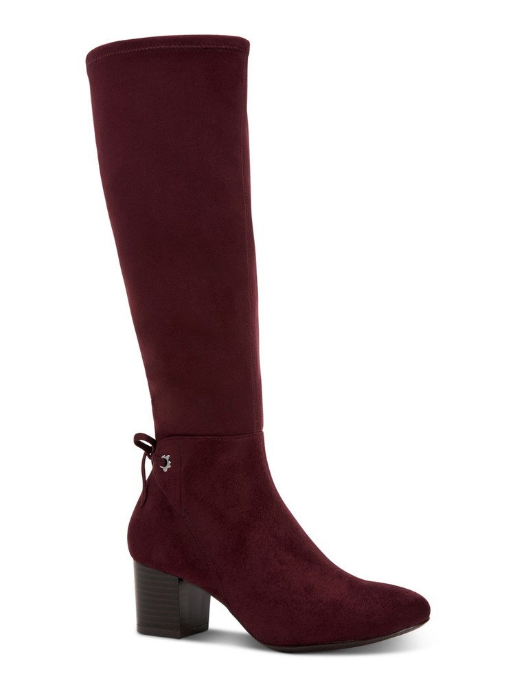 CHARTER CLUB Womens Burgundy Flower Grommets Tie Jaccque Almond Boots 8.5 M