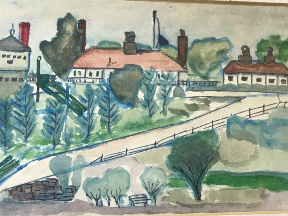 1954 Unsigned Watercolor Painting Sketch Original Artwork