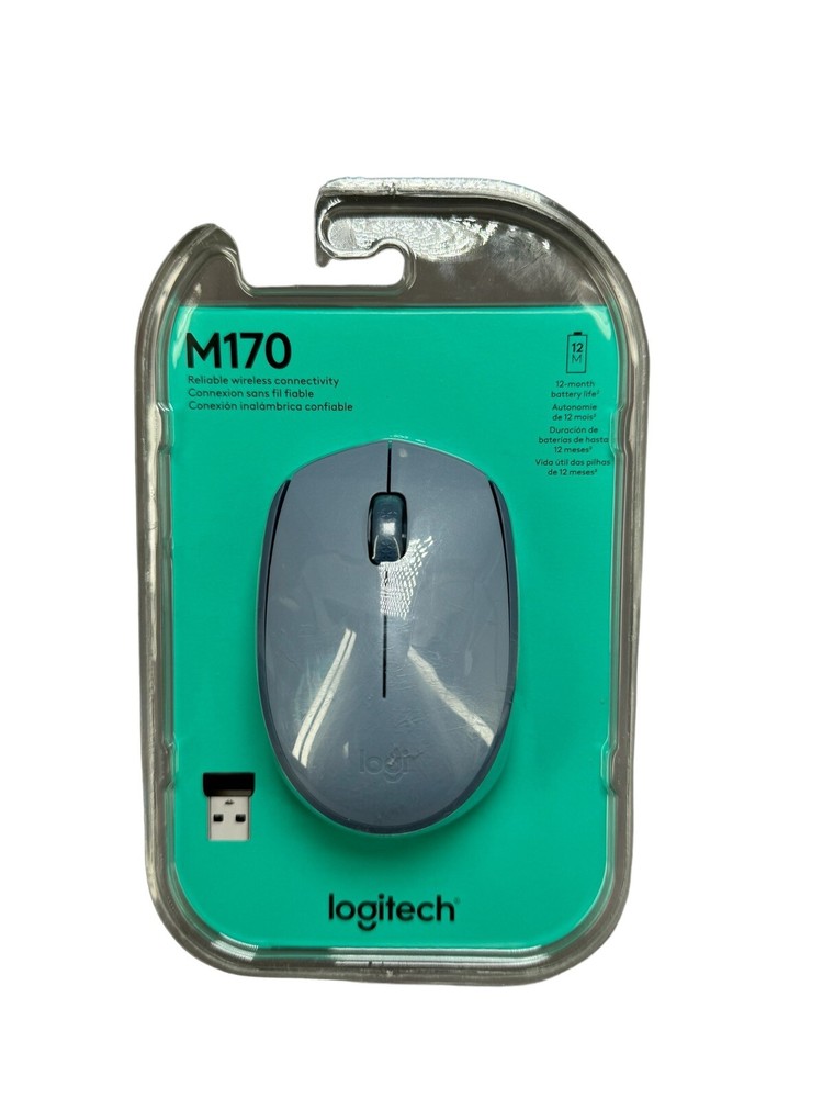 Logitech M170 Wireless Mouse Ambidextrous Blue Grey New Sealed